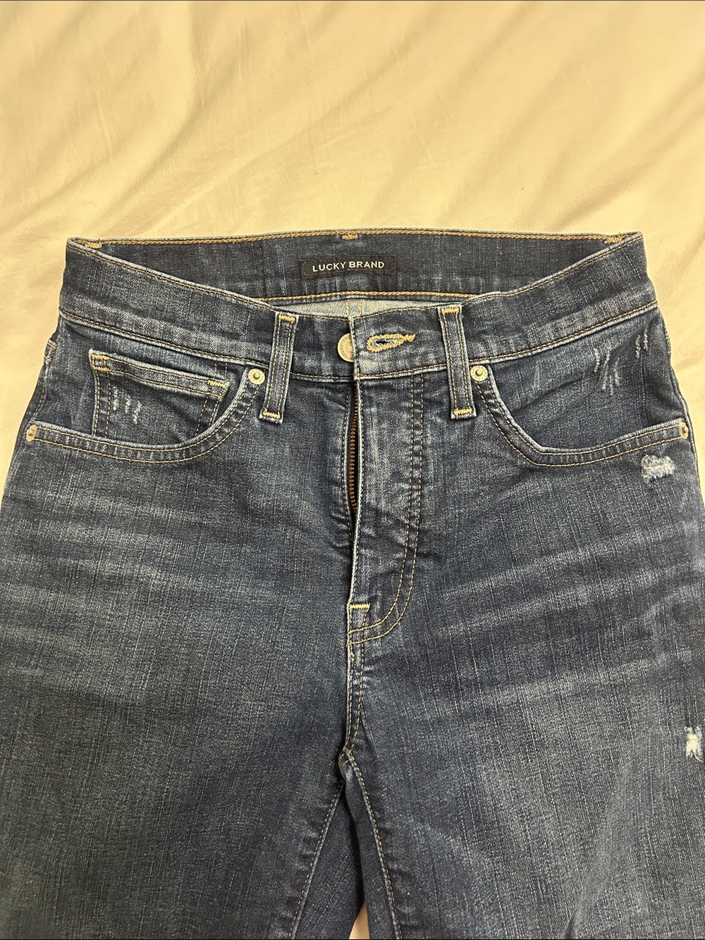 Lucky Brand Bridgette Dark Wash High Rise Crop Mini Boot Cut